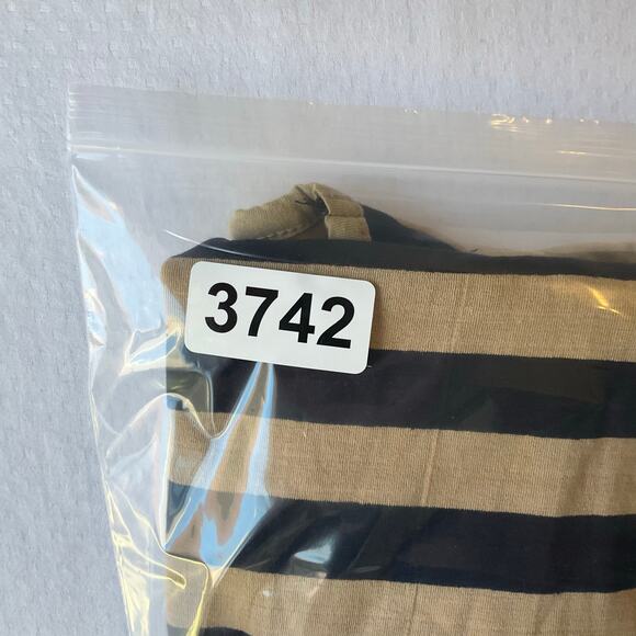 Introspect Women Dress size M Long Sleeve Stretchy Stripes Black & Beige NWT - Picture 8 of 9